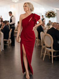 Aurette | One Shoulder Draped Bodice Midi Dress