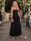 Zelene | Strapless Ruched Bodice Midi Dress