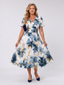 Evans | Floral Print Short Sleeve Wrap Midi Dress