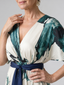 Moglos | Abstract Belted Flutter Sleeve Maxi Dress