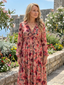 Camelo | Floral Print Long Sleeve Tiered Maxi Dress