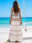 Silon | Spaghetti Strap Embroidered Detail Midi Dress